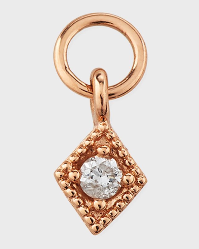 18K Rose Gold Petite Diamond Kite Earring Charm, Single